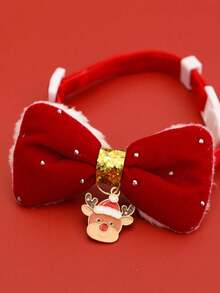 PETSIN 1PC Christmas Cartoon Pet Collar, Silent Plush Bowknot Necklace, Cute Red Decor Accessory For Cats & Dogs - Multicolor - View 18