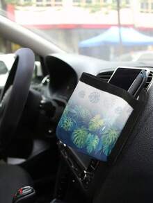 1PC Polyester Car Air Vent Storage Bag Durable Lined Interior Multifunctional Hanging Organizer Tropical Monstera Leaf Print Portable Car Mount Holder For Cell Phone Glasses Small Accessories Universal For Car Truck Vehicle Interior Decor - Multicolor - View 2