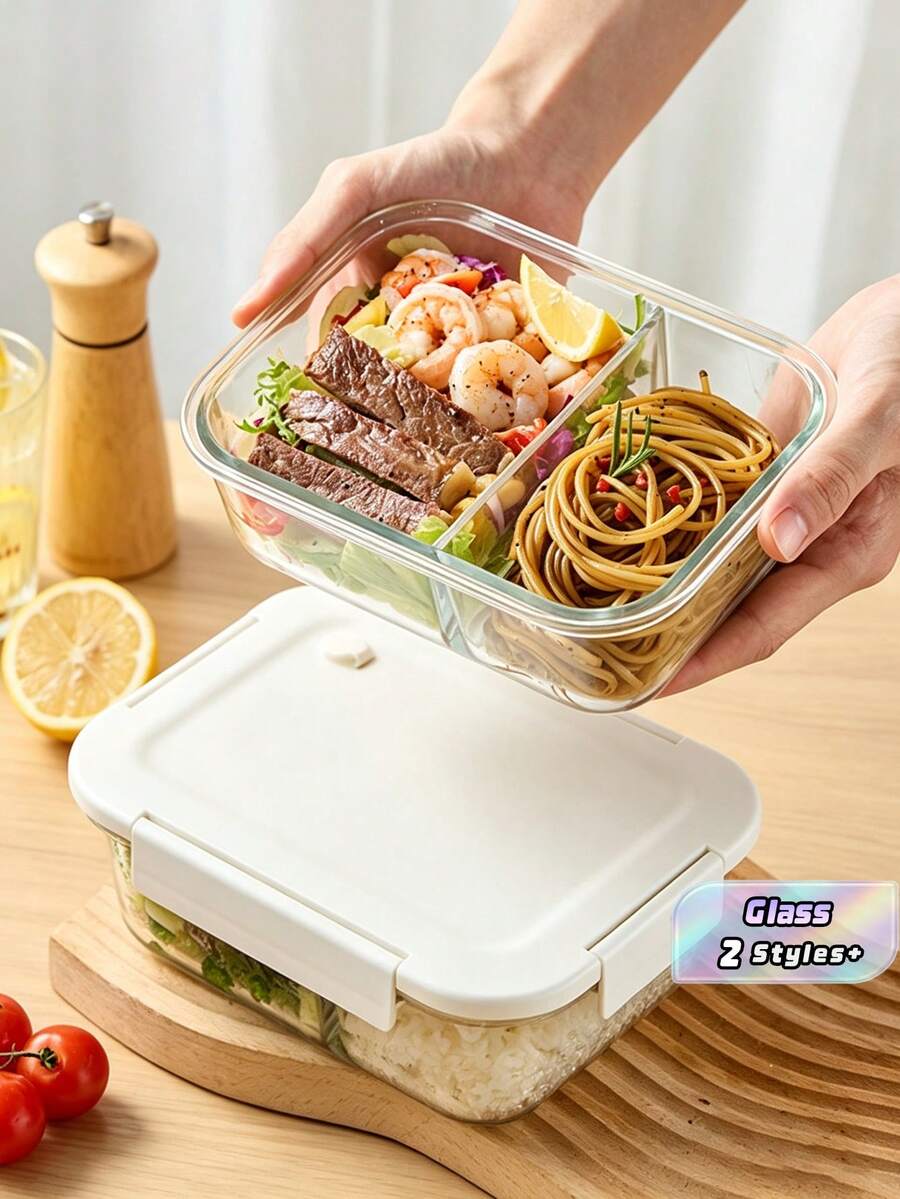 1PC Microwave Can Heat Glass Lunch Boxes For Office Workers, Lunch Boxes For Refrigerators, And Large Capacity Fresh-Keeping Bowls With Rice And Meal Boxes,Kitchen,Christmas Gift
