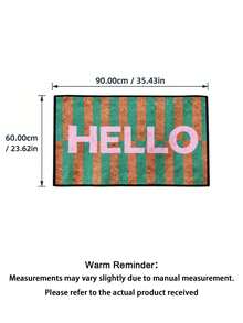 Striped Hello Welcome Door Mat, Faux Fur Material, Simple Style, All-Season Entryway Mat. Suitable For Kitchen, Dining Room, Corridor, Bathroom, Bedroom, Parties, Gatherings, Garden Decor, Gift, Creating A Cozy Home Atmosphere. - A - View 3