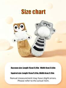 PETSIN Pet Plush Interactive Sound Toy, Squeaky Crinkle Paper Dog Toy, Cartoon Raccoon Squirrel Stuffed Toy For Small Medium Puppy, Indoor Pet Play Accessory - Multicolor - View 6