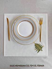 Cirelle 2/4pcs Christmas Embroidered Cloth Napkins, Poly Linen Blend Dinner Napkins With Gold Star Christmas Tree Embroidery, Rustic Farmhouse Holiday Cloth Napkins For Christmas Dinner, Holiday Party Table Decor - Multicolor - View 4