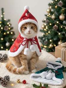 PETSIN 1 PC Christmas Snowman And Elk Print Pattern Pet Cape For Cats ...