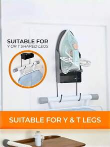 1 PC Heavy Duty Wall Mounted Ironing Board Holder Double Hooks No Power Space Saving Compatible Standard Steamers Compact Easy Install Laundry Organizer Strong Support Durable Quick Mount - multicolor - View 3