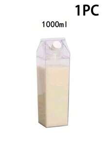 Taza de leche cuadrada portátil de gran capacidad multifuncional, dispensador de alimentos, botella de almacenamiento sellable multifuncional, botella de distribución transparente para jugo y bebidas - Multicolor - Ver 8