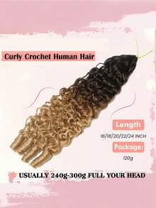 Boho Braids Burmese Curly Feather Crochet Human Hair Extension Unprocessed Human Hair Pre-Separated 60g 4/27 Color For Women 18 Inch - S4/27 - View 5