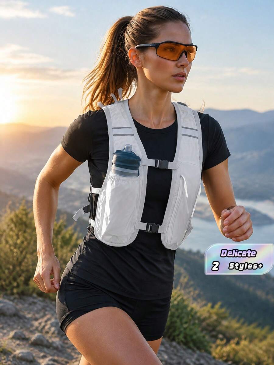 1 Piece Moisture-Wicking Running Jacket For Both Genders. Long Distance Hiking Backpack, Running Jacket, Multiple Pockets, Storage Jacket, Breathable, Adjustable For Running, Long Hiking, Biking, Racing, Trails, Marathons, Lightweight - Multicolor - View 1