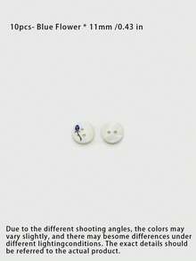 Pack 10 Pcs Premium Painted Shell Buttons Palace Style Casual Pattern Two Hole Round Small Decorative Fasteners For Shirts Cardigans Outerwear Hand‑Sewn Clothing Sewing Accessories - 10pcs - View 10