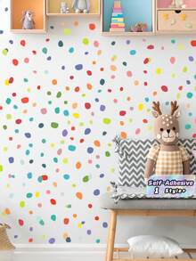 1Set 4Pcs Irregular Macaron Dot Pattern Self Adhesive Removable Waterproof Durable PVC Wall Decals Stickers For Room Bedroom Living Room Home Wall Decor Gift - one-size - View 1