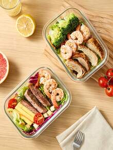 1PC Microwave Can Heat Glass Lunch Boxes For Office Workers, Lunch Boxes For Refrigerators, And Large Capacity Fresh-Keeping Bowls With Rice And Meal Boxes,Kitchen,Christmas Gift - White - View 4