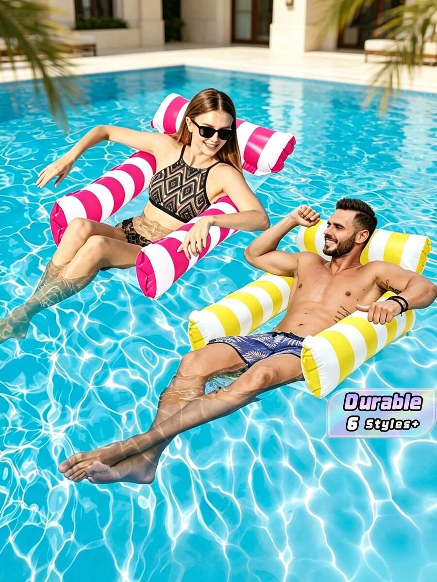 Inflatable Drainage Floating Chair Leisure Hammock With Backrest, Foldable Inflatable Pool Chair For Summer, Suitable For Spa, Pool, Beach Party Supplies, Multi-Purpose Vacation Pool Party Summer Outdoor Water Fun Floating Water Chair