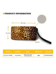 1PC PU Leather Long Zipper Wallet With Wrist Strap Multi Card Slots Large Capacity Classic Leopard Print Texture Clutch Purse Portable Phone Money Card Organizer For Daily Travel Casual Use Unisex Fashion Accessory - Multicolor - View 9