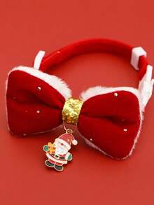 PETSIN 1PC Christmas Cartoon Pet Collar, Silent Plush Bowknot Necklace, Cute Red Decor Accessory For Cats & Dogs - Multicolor - View 17