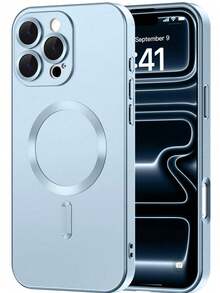 Teckwe 手機殼－新款奢華磨砂半透明磁吸手機殼，相容 iPhone 18 17 16 15 14 13 12 11 Pro Max Air，附防震框架與相機保護蓋，磨砂金屬質感，金屬漆耐磨，鏡頭保護軟框防震保護殼 - 淺藍色 - 查看 27