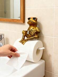 1PC Resin Hand Painted Wall Mounted Gold Frog Fashion Glasses Beer Toilet Paper Holder For Bathroom Kitchen Novelty Animal Decor Funny Gift Ornament Home Decor Accessory - Multicolor - View 12