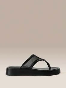 HighSole Minimalist Mesh Splicing Design Toe Thick Sole Cool Slippers Casual Shoes Dating Vacation Wear - Black - View 2