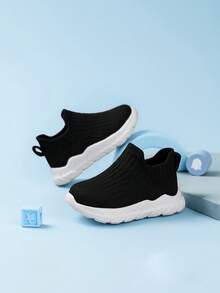 SHEIN 1 Pair Black & White Boys' Breathable Soft Sports Shoes, Bestselling, Suitable For All Seasons - Black and White - View 9