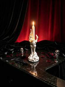 Gothic Skeleton Hand Taper Candlestick Holder, Halloween Themed Taper Candle Stand, Spooky Decorative Desktop Ornament For Table, Mantel, Home Party Decoration, Halloween Gift, Candle Excluded - one-size - View 9