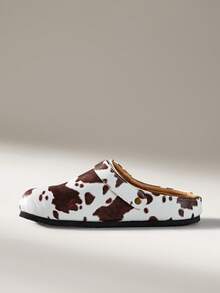 Solecia Cow Pattern Adjustable Metal Buckle Flats, Casual Slouchy Commuting Sandals - Cow color 3 - View 3
