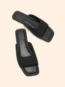 CUCCOO BASICS Fashion Classic Fabric Breathable And Comfortable Commuter Party Banquet Square Toe Flat Sole Shoes Fall Shoes - Black - View 6