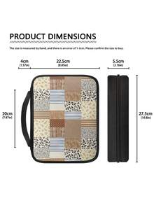 1PC Durable Polyester Book Carrying Case With Comfortable Top Handle Two Way Zipper Vintage Patchwork Floral Striped Plaid Print Portable Book Storage Protective Bag For Daily Commute Travel Outdoor Weekend Trip Book Organizer - Multicolor - View 2
