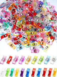20/100Pcs Mini Plastic Patchwork Clips, Random Color Sewing Clips For Fabric DIY Crafts, Planner Clips For Paper Binding, Multifunctional Edge Locating Clips For Quilting Sewing, Versatile Craft Clamps For Home Sewing Projects - multicolor - View 4