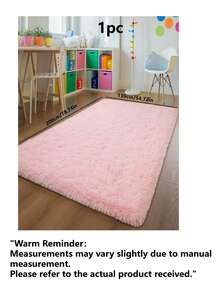 1pc Solid Color Plush Rug, Fluffy & Soft, Suitable For Living Room, Bedroom, Bathroom, Game Room, Studio, Decorative Rug, Washable - Pink - View 15