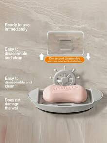 2 PCS Wall Mounted No Drill Boat Shaped Soap Dish Holder Self Draining Quick Drying Space Saving Soap Saver Organizer For Bathroom Kitchen Sink Shower Wall Decor Home Storage Rack - View 5