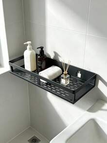1 Suction Cup Storage Rack, No-Drill Bathroom Storage Rack, Aluminum Shower Basket - Wall-Mounted Space-Saving Storage Rack, Suitable For Placing Shampoo, Conditioner And Bath Products - multicolor - View 2