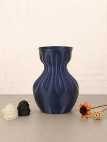1PC Standard Size Textured Pleated Crinkle Effect Vase Flower Holder With Unique Wavy Surface For Home Living Room Tabletop Desktop Floral Arrangement Display Decorative Centerpiece Sturdy Non Slip Base Easy Clean Versatile Use Home Decor Essential - A - View 9