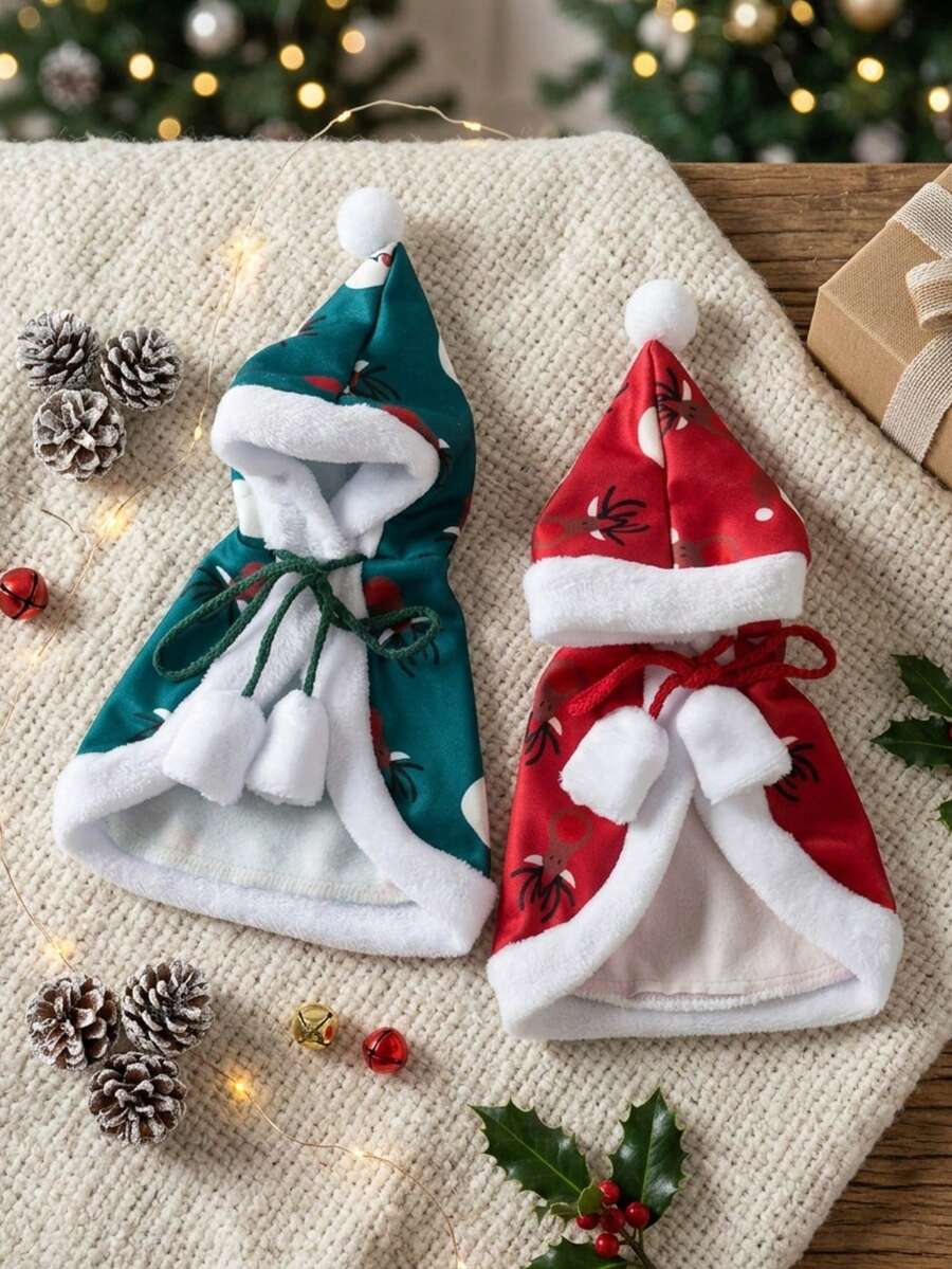 PETSIN 1 PC Christmas Snowman And Elk Print Pattern Pet Cape For Cats ...
