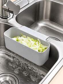 1pc Kitchen Sink Drain Basket, Sink Hanger,Multi-Functional Card Slot Kitchen Sink Strainer, Food And Vegetable Wash And Drain Basket Christmas For Holiday Gift Giving, Kitchen - Grey - View 6