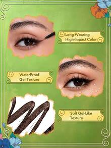Frida Kahlo X SHEIN 1 buah Pensil Eyeliner Cokelat, Pensil Dua Ujung (Dengan Kuas), Aplikasi Sekali Sapu, Ciptakan Eyeliner yang Memukau - Coklat - View 5