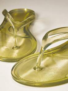 SHEIN Solezae Women's Round Toe Jelly Basic Flip Flop Jelly Sandals - Green - View 9