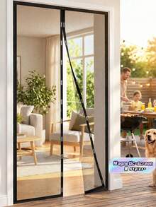 Magnetic Screen Door, Seamless Self‑Sealing, Strong Insect Proof & Pet Friendly, Hands‑Free Entry Exit, Blocks Bugs & Fresh Air Flow, Ideal For Summer Holiday, Backyard BBQ, Patio, Balcony, Sliding Door, Kitchen, Living Room, Invisible Net, Pc - black - View 2