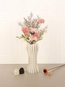 1PC Standard Size Artistic Twisted Curved Line Irregular Shaped Floral Vase Holder With Vertical Ribbed Detail Nordic Minimalist Modern Style For Home Living Room Dried Flower Display Tabletop Centerpiece Ornament Sturdy Non Slip Base - A - View 10