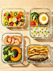 1PC Microwave Can Heat Glass Lunch Boxes For Office Workers, Lunch Boxes For Refrigerators, And Large Capacity Fresh-Keeping Bowls With Rice And Meal Boxes,Kitchen,Christmas Gift - White - View 10