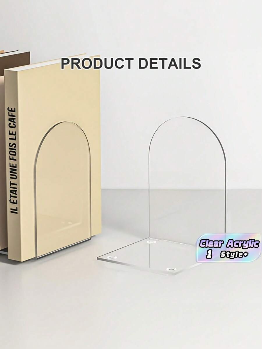 6PCS Clear Acrylic Book Album Display Divider Storage Clip Multi Functional Shelf Organizer For Books Clothes Bags Bedroom Wardrobe Home Office Space Saving Durable Practical Must Have - Clear - View 1