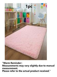 1pc Solid Color Plush Rug, Fluffy & Soft, Suitable For Living Room, Bedroom, Bathroom, Game Room, Studio, Decorative Rug, Washable - Pink - View 18