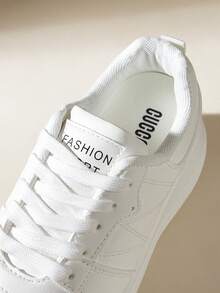 CUCCOO EASI Women's Platform Casual Shoes With Lace-Up Round Toes - pure white - View 5