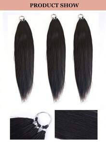 Boho Braids Sraight Remy 100% Human Hair Pre-Separated Crochet Hair Extensions Silky Straight Feather Hair Bone Straight Feather Line Hair Extensions Natural Black - SNatural - View 2