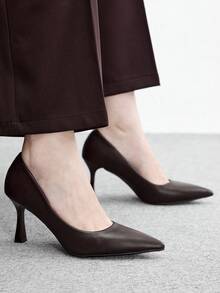 CUCCOO BIZCHIC 女款時尚優雅通勤簡約尖頭皮鞋 - 深咖啡棕 - 查看 2