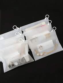 10 Pack Clear Frosted Reusable Zipper Pouch With Ring For Travel Storage Space Saving Hanging Organizer Bag Minimalist Design Durable Handle Portable - View 5