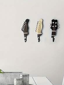 3 PCS Space Saving Creative Decorative Guitar Shaped Wall Hook Hanger For Living Room Bedroom Kitchen Home Decor Organizer Sturdy Hanging Rack For Keys Bags Hats Perfect Birthday Gift Housewarming Wedding Anniversary Christmas Holiday - View 5