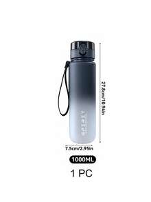 1 个 500ml/650ml/1800ml 运动水瓶，大容量塑料渐变水瓶，返校，户外运动水瓶，便携式运动健身旅行水瓶，渐变色塑料饮水瓶，男女通用，直接饮用水瓶，易于操作，非常适合户外运动、学校、健身，夏季海滩之旅必备品，圣诞节节日礼物 - 黑與白 - 查看 10