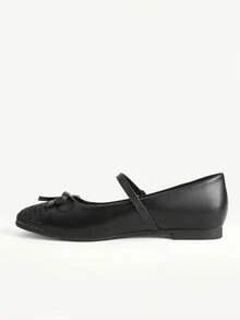 CUCCOO CHICEST Women's Shoes Spring And Autumn Small Bow Decoration Adjustable Gold Buckle Word With Straw Woven Color Matching Toe Small Square Toe Flat Heel Flat - Black - View 6