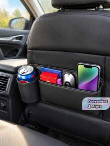 1pc Multi-Function Car Seat Gap Storage Box With Cup Holder, Car Center Console Storage Box, Women's Organizer Box, Travel Essential, Dorm Supplies, Autumn Decor - Multicolor - View 1