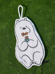 We Bare Bears X Joivida 1件裝可愛裸熊系列卡通掛巾，珊瑚絨吸水不掉毛快乾毛巾，非常適合廚房、浴室和健身房的日常手部擦拭，耐用且適合作為生日或週年紀念禮物 - 彩色 - 查看 11