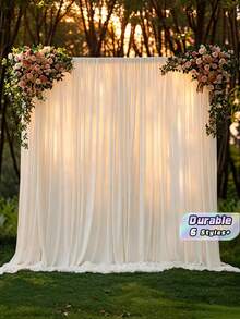 5 X 7 /5 X 8 /5 X 10 Ft Wrinkle-Resistant Polyester Photography Backdrop, Smooth Non-Reflective Photo Background Cloth, Ideal For Party, Wedding, Holiday Gathering, Photo Booth, Studio Shooting, Home Wall Decor, Anniversary & Bridal Shower Decoration - Champagne - View 2