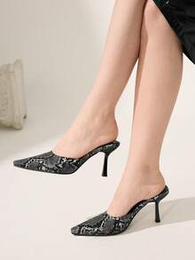 CUCCOO CHICEST Women's Square Toe Leopard Print High Heel Mule Slip-On Shoes, Chic & Elegant Minimalist Design - Multicolor - View 2